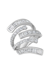 18K White Gold Diamond Gatsby Sculptural Spiral Statement Ring 18K White Gold Diamond Gatsby Sculptural Spiral Statement Ring