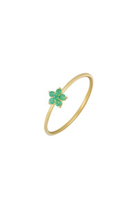 18K Yellow Gold Emerald El Mar Floral Cluster Ring 18K Yellow Gold Emerald El Mar Floral Cluster Ring