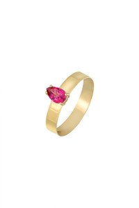 18K Yellow Gold Pink Topaz Bony Levy Color Bold Band Ring 18K Yellow Gold Pink Topaz Bony Levy Color Bold Band Ring