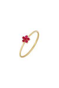 18K Yellow Gold Ruby El Mar Floral Cluster Ring 18K Yellow Gold Ruby El Mar Floral Cluster Ring
