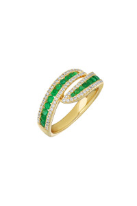 18K Yellow Gold Emerald w/ Diamond El Mar Bypass Ring 18K Yellow Gold Emerald w/ Diamond El Mar Bypass Ring