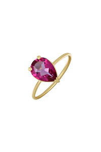 18K Yellow Gold Pink Topaz Bony Levy Color Petite Teardrop Solitaire Ring 18K Yellow Gold Pink Topaz Bony Levy Color Petite Teardrop Solitaire Ring