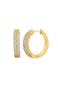 18K Yellow Gold Diamond Bardot Delicate Hoop Earrings 18K Yellow Gold Diamond Bardot Delicate Hoop Earrings
