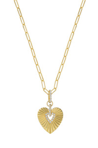 18K Yellow Gold Diamond Kiera Heart Shaped Medallion Pendant Necklace 18K Yellow Gold Diamond Kiera Heart Shaped Medallion Pendant Necklace