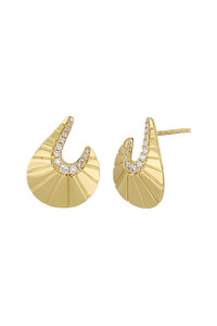 18K Yellow Gold Diamond Kiera Large Curve Stud Earrings 18K Yellow Gold Diamond Kiera Large Curve Stud Earrings