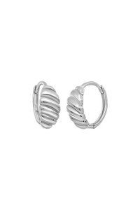 14K White Gold Bony Levy Textured Oval Huggie Hoop Earrings 14K White Gold Bony Levy Textured Oval Huggie Hoop Earrings