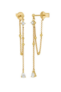 18K Yellow Gold Diamond Mykonos Elegant Drop Earrings 18K Yellow Gold Diamond Mykonos Elegant Drop Earrings