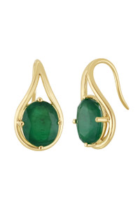 14K Yellow Gold Emerald El Mar Oval Drop Earrings 14K Yellow Gold Emerald El Mar Oval Drop Earrings
