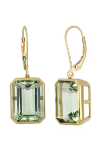 18K Yellow Gold Green Amethyst Iris Drop Earrings 18K Yellow Gold Green Amethyst Iris Drop Earrings