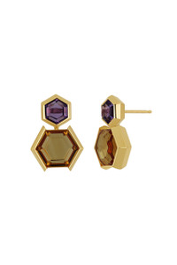 14K Yellow Gold Amethyst Hexagonal Drop Earrings 14K Yellow Gold Amethyst Hexagonal Drop Earrings