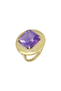 18K Yellow Gold Amethyst and Diamond Iris Ring 18K Yellow Gold Amethyst and Diamond Iris Ring