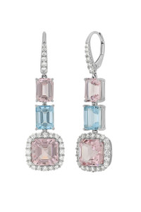 18K White Gold Aquamarine and Morganite Luxe Drop Earrings 18K White Gold Aquamarine and Morganite Luxe Drop Earrings