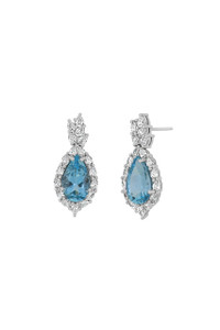 18K White Gold Aquamarine Luxe Tear Drop Earrings 18K White Gold Aquamarine Luxe Tear Drop Earrings