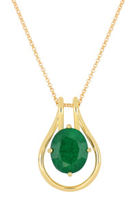 14K Yellow Gold Emerald El Mar Oval Pendant Necklace 14K Yellow Gold Emerald El Mar Oval Pendant Necklace
