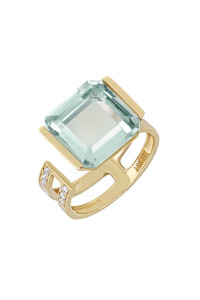 18K Yellow Gold Amethyst and Diamond Iris Open Statement Ring 18K Yellow Gold Amethyst and Diamond Iris Open Statement Ring