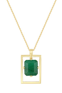 14K Yellow Gold Emerald El Mar Emerald Cut Pendant Necklace 14K Yellow Gold Emerald El Mar Emerald Cut Pendant Necklace