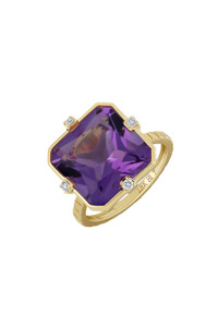 18K Yellow Gold Amethyst and Diamond Iris Statement Ring 18K Yellow Gold Amethyst and Diamond Iris Statement Ring