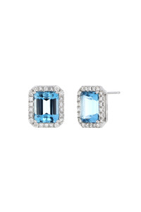 18K White Gold Aquamarine Luxe Stud Earrings 18K White Gold Aquamarine Luxe Stud Earrings