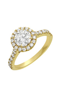 18K Yellow Gold Cubic Zirconia and Diamond Halo Engagement Ring 18K Yellow Gold Cubic Zirconia and Diamond Halo Engagement Ring