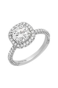 18K White Gold Cubic Zirconia and Diamond Cushion Halo Band Ring 18K White Gold Cubic Zirconia and Diamond Cushion Halo Band Ring