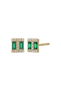 18K Yellow Gold Emerald & Diamond El Mar Stud Earrings 18K Yellow Gold Emerald & Diamond El Mar Stud Earrings