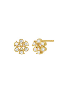 18K Yellow Gold Diamond Cluster Maya Stud Earrings 18K Yellow Gold Diamond Cluster Maya Stud Earrings
