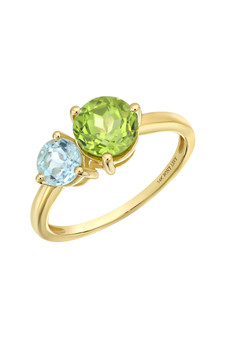 BLUE TOPAZ AND PERIDOT RING