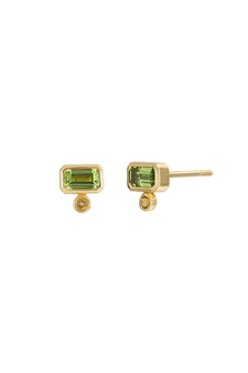 14K PERIDOT AND CITRINE STUD EARRINGS