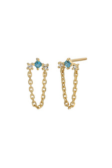 14K BLUE TOPAZ DROP EARRINGS