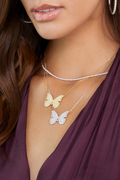 18K Yellow Gold Natural Diamond Tanya Butterfly Pendant