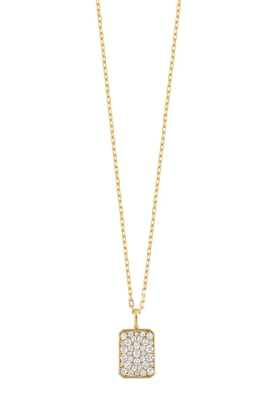 18K Yellow Gold Pave Natural Diamond Mika Pendant Necklace