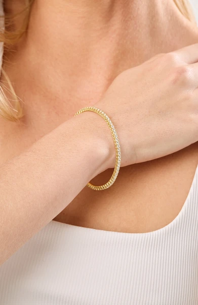 18K Yellow Gold Natural Diamond Audrey Stretch Tennis Bracelet