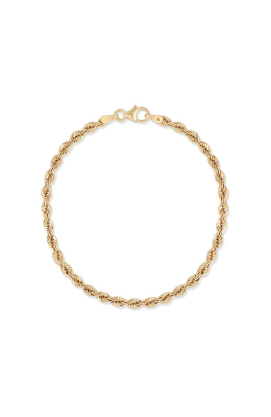 14K Yellow Gold Bony Levy Rope Chain Bracelet 