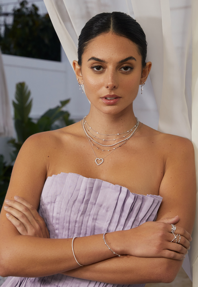 18K White Gold Princess Cut Diamond Aviva Stackable Ring