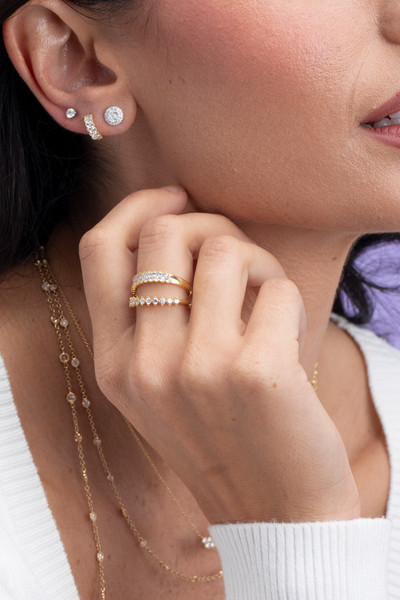 18K Yellow Gold Natural Diamond Mykonos Stackable Ring