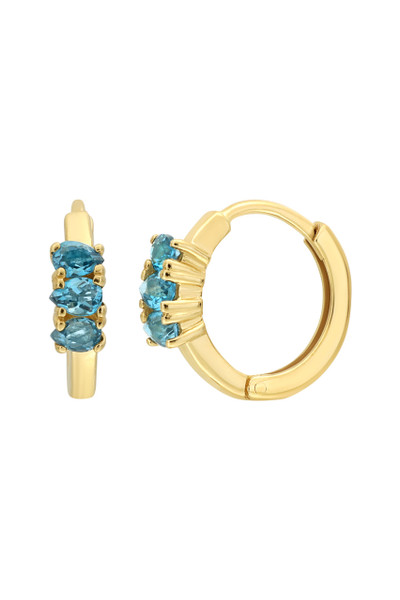 14K Yellow Gold Bony Levy Blue Topaz Small Hoop Earrings
