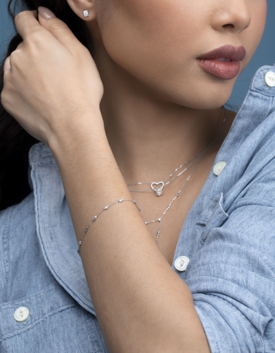 18K White Gold Cluster Diamond Mika Oval-Shaped Stud Earrings