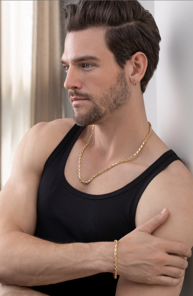 14K Yellow Gold Men's Singapore Chain Necklace 