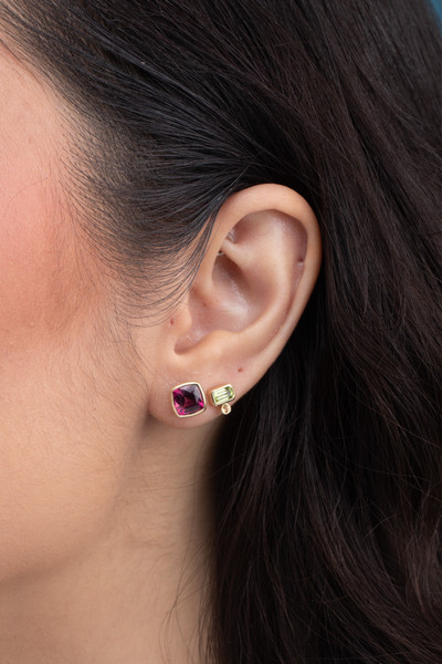 14K Yellow Gold Peridot & Citrine Bony Levy Color Stud Earrings