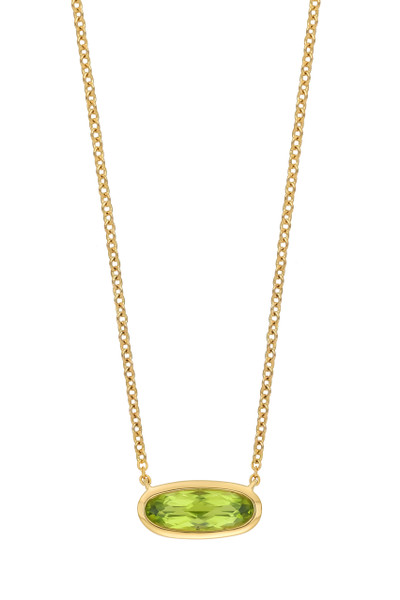 14K Yellow Gold Bony Levy Peridot Oval Pendant Necklace
