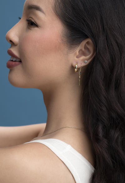 14K Yellow Gold Bony Levy Blue Topaz Stud Earrings