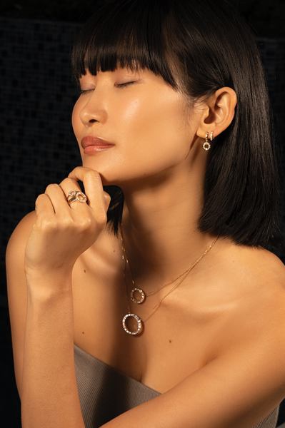 18K Yellow Gold Diamond Circle of Life Drop Earrings  18K Yellow Gold Diamond Circle of Life Drop Earrings