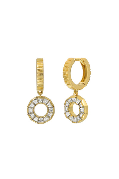 18K Yellow Gold Diamond Circle of Life Drop Earrings  18K Yellow Gold Diamond Circle of Life Drop Earrings