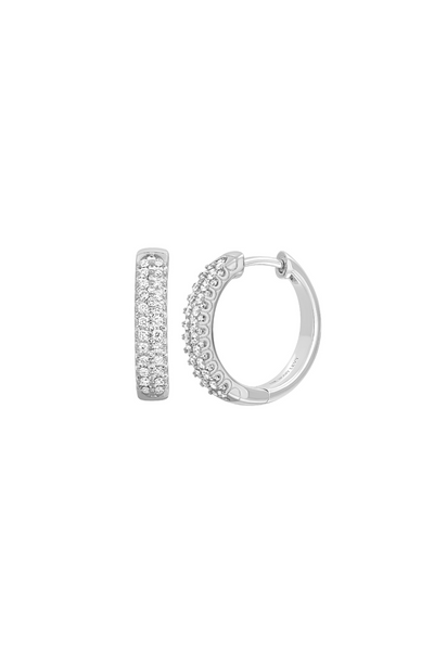 18K White Gold Bardot Diamond Hoop Earrings  18K White Gold Bardot Diamond Hoop Earrings