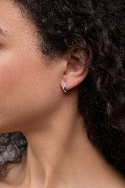 14K White Gold Bony Levy Mini Beveled Edge Huggie Earrings