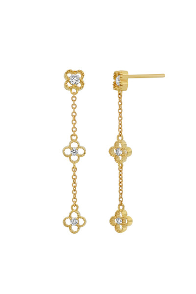 18K Yellow Gold Diamond Mykonos Floral Drop Earrings