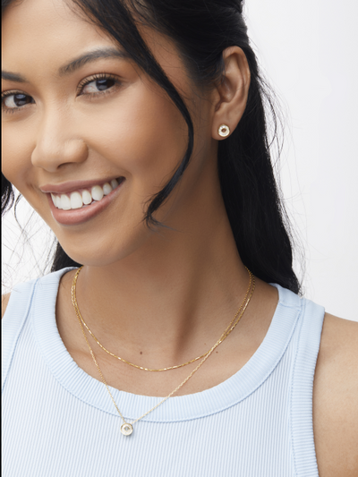 18K Yellow Gold Mini Diamond Circle of Life  Pendant Necklace