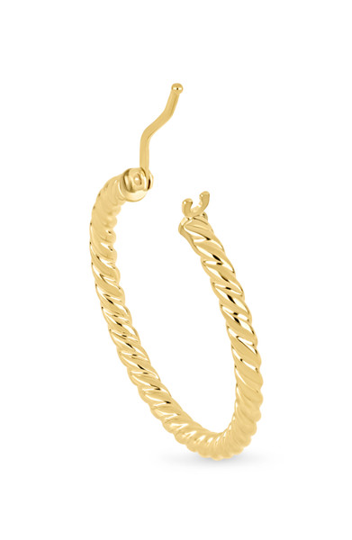 14K Yellow Gold Bony Levy Medium Texture Swirl Hoop Earrings