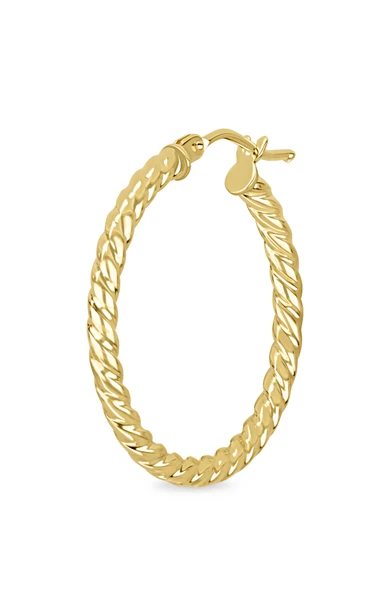 14K Yellow Gold Bony Levy Medium Texture Swirl Hoop Earrings