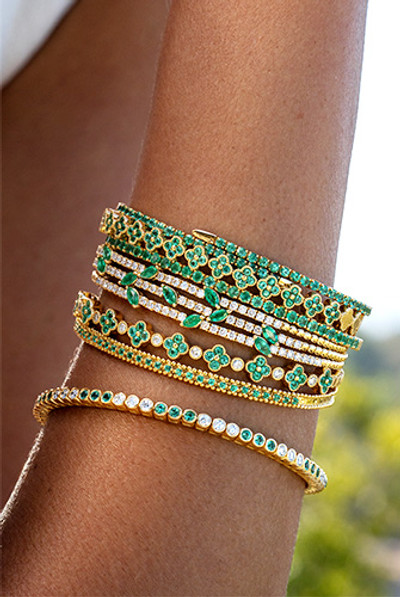 18K Yellow Gold Emerald El Mar Bangle Bracelet